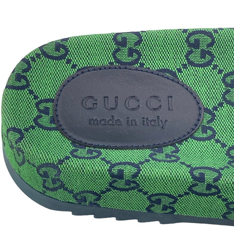 【中古】 GUCCI グッチ  GG柄 スライド サンダル 663660 グリーン 柄 23025760 YU