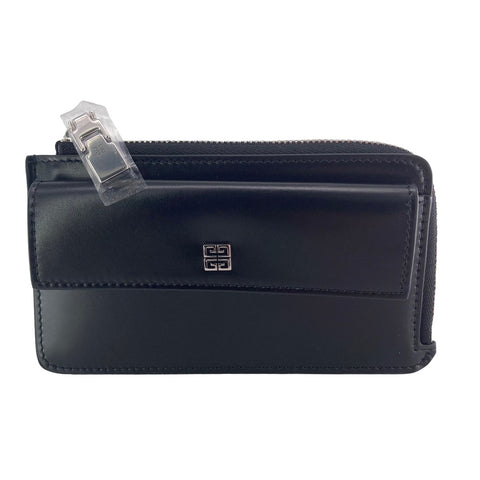 【中古】 Givenchy ジバンシィ 4G ジップ付き レザーボックス カードホルダー 黒 23025822 AS