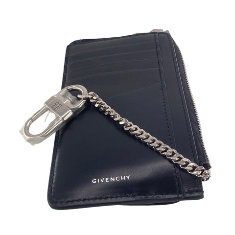 【中古】 Givenchy ジバンシィ 4G ジップ付き レザーボックス カードホルダー 黒 23025822 AS