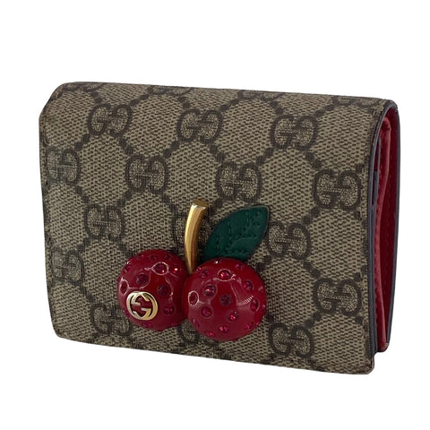 【中古】 GUCCI グッチ  Gスプリーム クリスタル チェリー ウォレット 476050 財布 レディース 23026038 AS