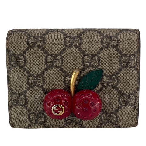 【中古】 GUCCI グッチ  Gスプリーム クリスタル チェリー ウォレット 476050 財布 レディース 23026038 AS