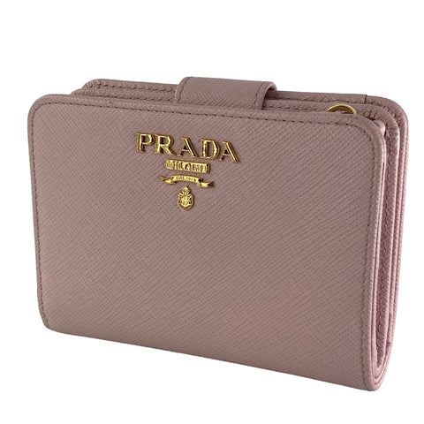 【中古】 PRADA プラダ  サフィアーノ 2つ折り財布 ピンク レディース  23026178 AS