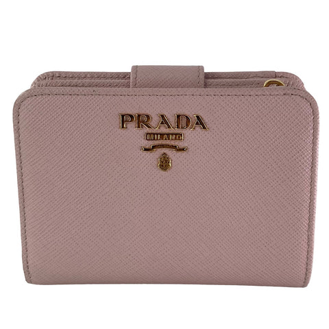 【中古】 PRADA プラダ  サフィアーノ 2つ折り財布 ピンク レディース  23026178 AS