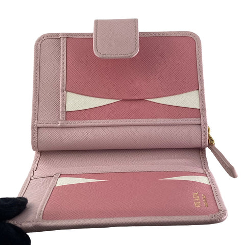 【中古】 PRADA プラダ  サフィアーノ 2つ折り財布 ピンク レディース  23026178 AS