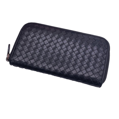 【中古】 Bottega Veneta ボッテガウェネタ  メンズ財布   イントレチャート ラウンドジップ長財布 BK 23026451 NT