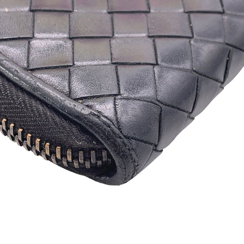 【中古】 Bottega Veneta ボッテガウェネタ  メンズ財布   イントレチャート ラウンドジップ長財布 BK 23026451 NT