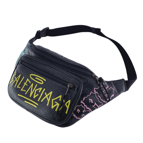 【中古】 BALENCIAGA バレンシアガ エクスプローラー ベルトバッグ グラフィティ ボディバッグ ウエストポーチ レザー 23026781 AO