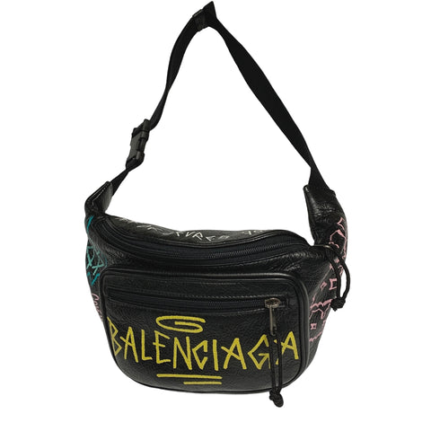 【中古】 BALENCIAGA バレンシアガ エクスプローラー ベルトバッグ グラフィティ ボディバッグ ウエストポーチ レザー 23026781 AO