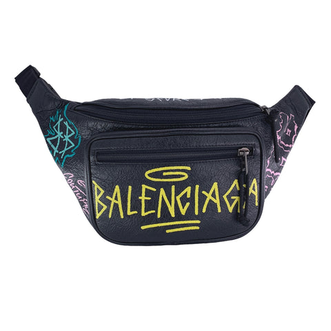 【中古】 BALENCIAGA バレンシアガ エクスプローラー ベルトバッグ グラフィティ ボディバッグ ウエストポーチ レザー 23026781 AO