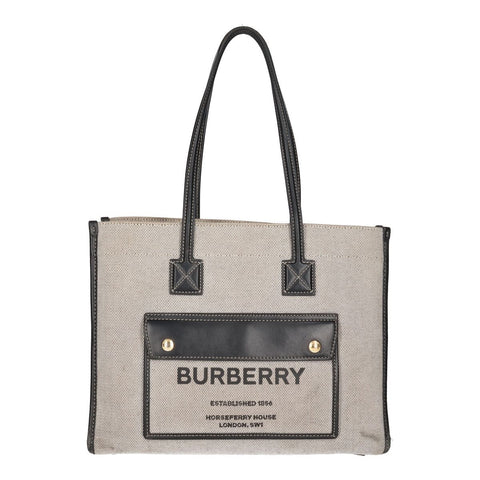 【中古】 BURBERRY バーバリー フレヤ トートバッグ ミディアム 8044128 グレー ブラック ツートン ホースフェリー ハンドバッグ 23026808 RS