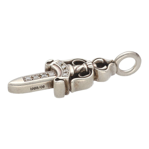 【中古】 CHROME HEARTS クロムハーツ ダブルダガー SV925 シルバー アフターダイヤモンド ネックレス ペンダント トップ チャーム 23026847 RS