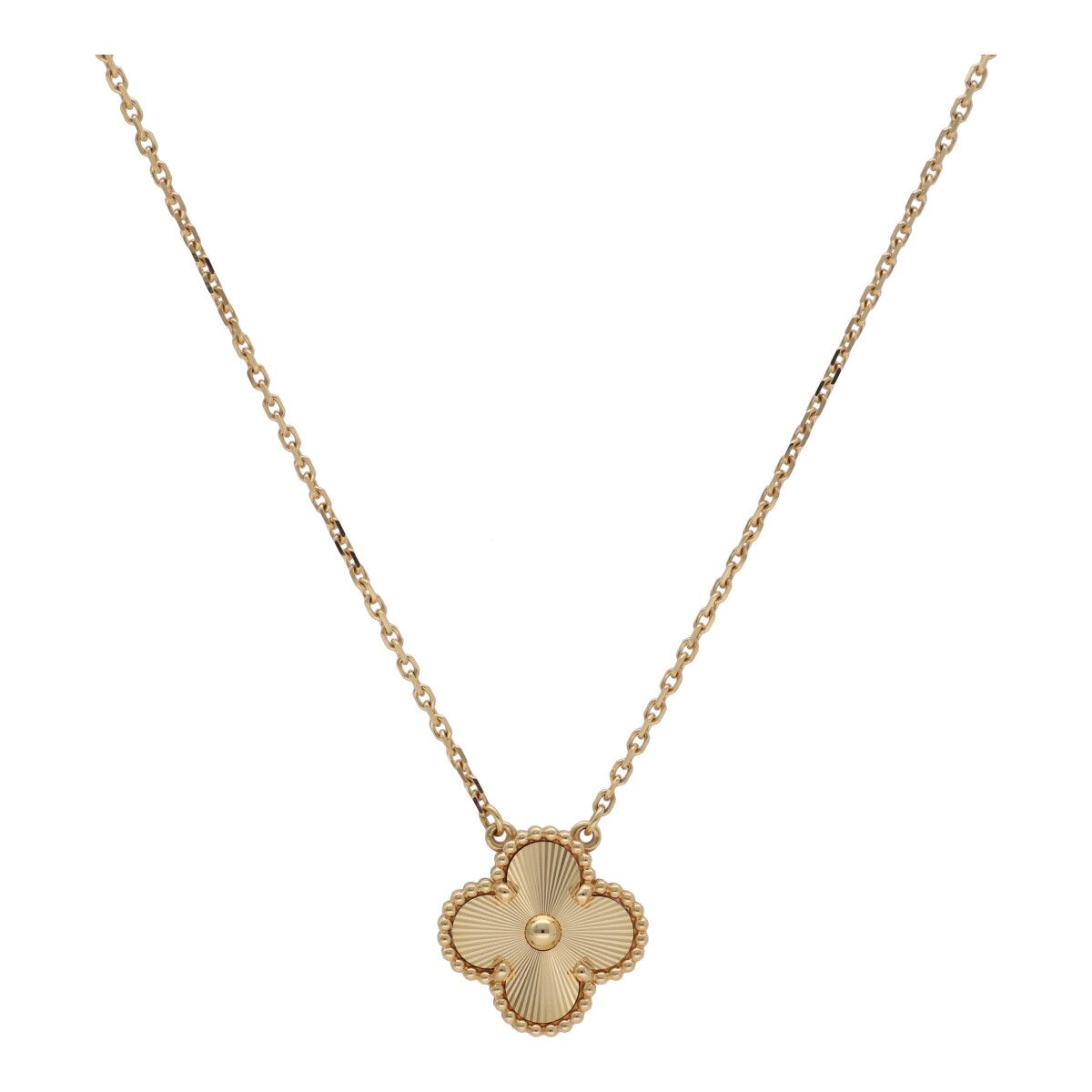 【中古】 Van Cleef and Arpels ヴァンクリーフ&アーペル ヴィンテージ アルハンブラ ペンダント ギヨシェ VCARP4KL00 K18 イエローゴールド ネックレス 23026959 RS