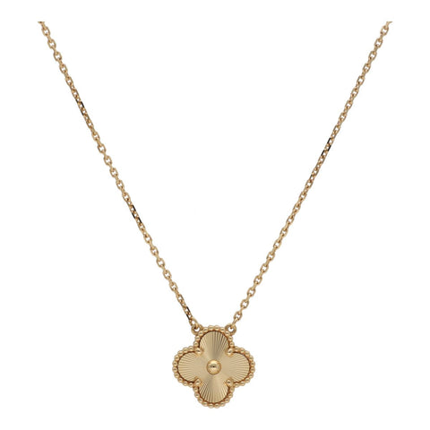 【中古】 Van Cleef and Arpels ヴァンクリーフ&アーペル ヴィンテージ アルハンブラ ペンダント ギヨシェ VCARP4KL00 K18 イエローゴールド ネックレス 23026959 RS