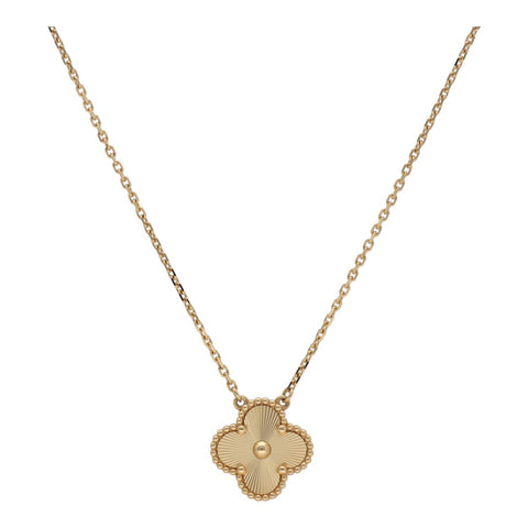 【中古】 Van Cleef and Arpels ヴァンクリーフ&アーペル ヴィンテージ アルハンブラ ペンダント ギヨシェ VCARP4KL00 K18 イエローゴールド ネックレス 23026959 RS