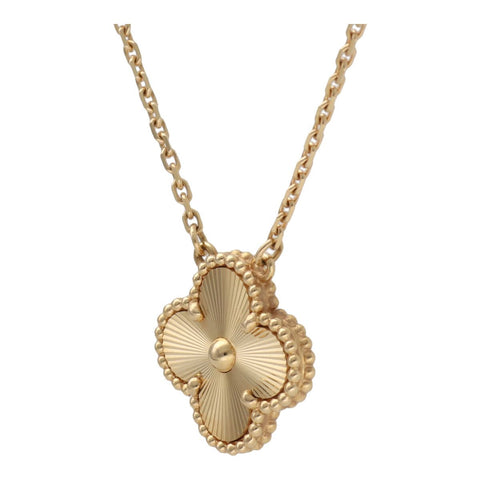 【中古】 Van Cleef and Arpels ヴァンクリーフ&アーペル ヴィンテージ アルハンブラ ペンダント ギヨシェ VCARP4KL00 K18 イエローゴールド ネックレス 23026959 RS