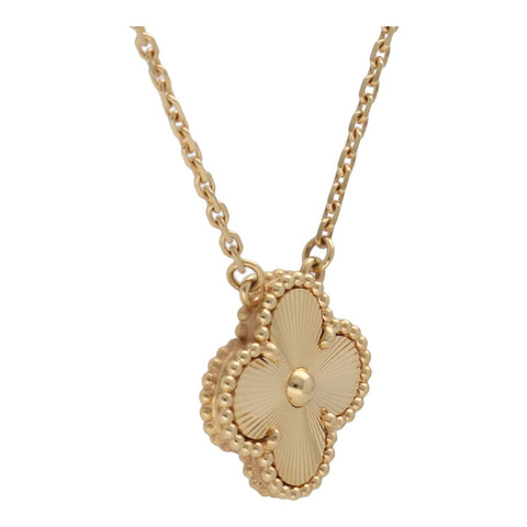 【中古】 Van Cleef and Arpels ヴァンクリーフ&アーペル ヴィンテージ アルハンブラ ペンダント ギヨシェ VCARP4KL00 K18 イエローゴールド ネックレス 23026959 RS