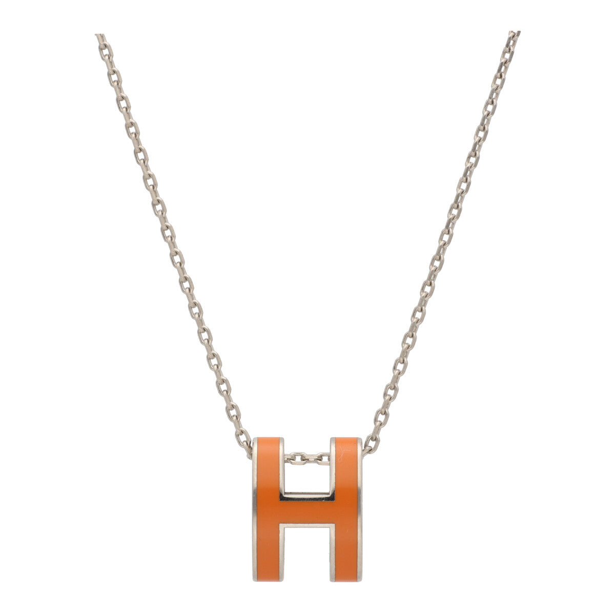 【中古】 HERMES エルメス ポップ アッシュ ネックレス シルバー/オレンジ Hモチーフ ペンダント 23027206DS