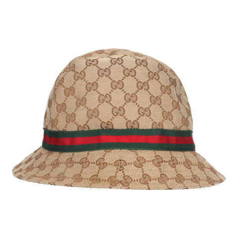 【中古】 GUCCI グッチ GGキャンバス シェリーライン バケットハット M 200036 ベージュ ブラウン 総柄 帽子 23027209 RS