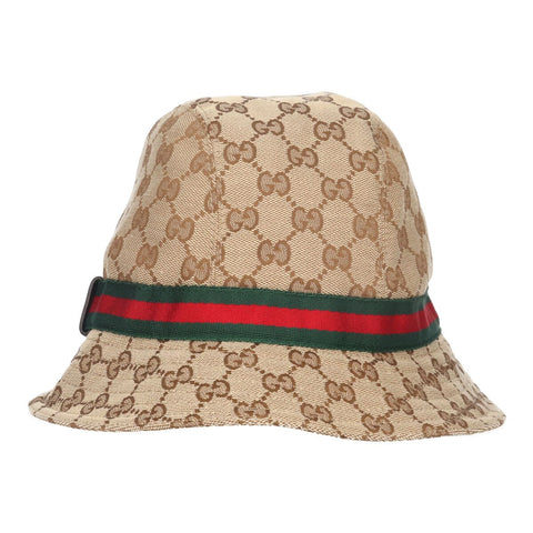 【中古】 GUCCI グッチ GGキャンバス シェリーライン バケットハット M 200036 ベージュ ブラウン 総柄 帽子 23027209 RS