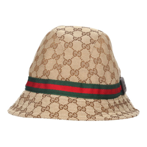 【中古】 GUCCI グッチ GGキャンバス シェリーライン バケットハット M 200036 ベージュ ブラウン 総柄 帽子 23027209 RS