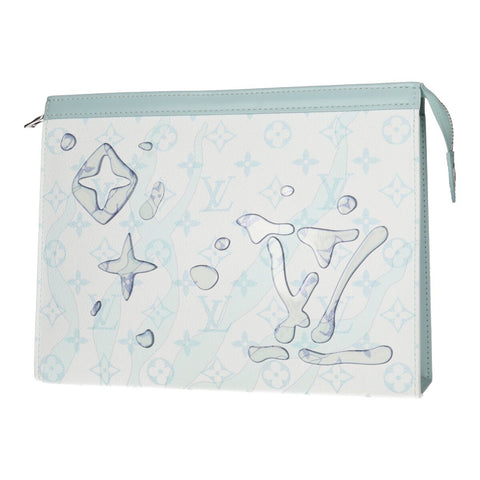 【中古】 LOUIS VUITTON ルイ・ヴィトン ポシェット・ヴォワヤージュ MM モノグラム・アクアガーデン M22763 ホワイト ライトブルー 白 水色 クラッチバッグ セカンドバッグ ポーチ 23027592 RS
