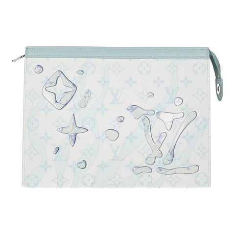 【中古】 LOUIS VUITTON ルイ・ヴィトン ポシェット・ヴォワヤージュ MM モノグラム・アクアガーデン M22763 ホワイト ライトブルー 白 水色 クラッチバッグ セカンドバッグ ポーチ 23027592 RS