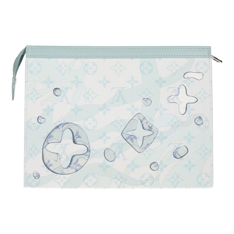 【中古】 LOUIS VUITTON ルイ・ヴィトン ポシェット・ヴォワヤージュ MM モノグラム・アクアガーデン M22763 ホワイト ライトブルー 白 水色 クラッチバッグ セカンドバッグ ポーチ 23027592 RS