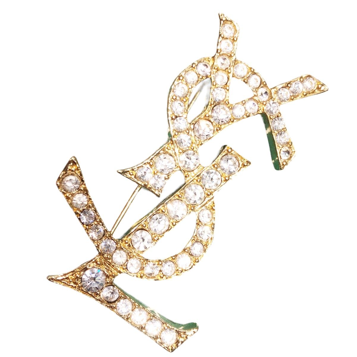 【中古】 Saint Laurent サンローラン YSLブローチ ブローチ   YSL ブローチ ラインストーン ゴールド 23027728 YM