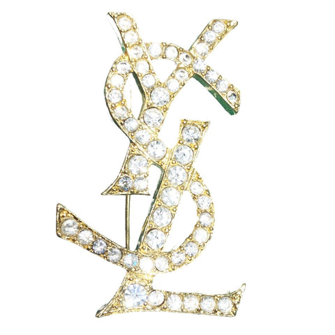 【中古】 Saint Laurent サンローラン YSLブローチ ブローチ   YSL ブローチ ラインストーン ゴールド 23027728 YM