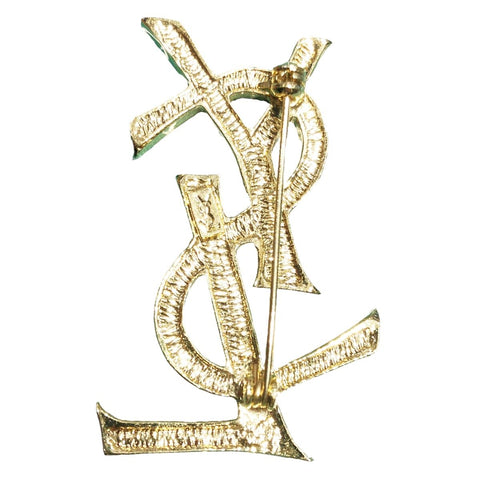 【中古】 Saint Laurent サンローラン YSLブローチ ブローチ   YSL ブローチ ラインストーン ゴールド 23027728 YM