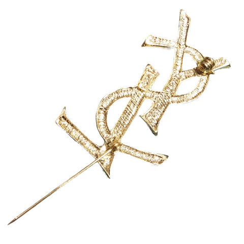 【中古】 Saint Laurent サンローラン YSLブローチ ブローチ   YSL ブローチ ラインストーン ゴールド 23027728 YM