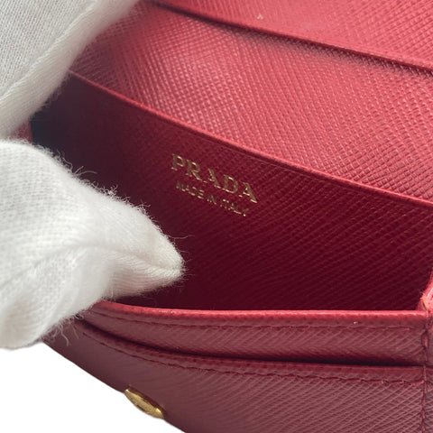 【中古】 PRADA プラダ サフィアーノ ２つ折り 名刺入れ コインケース レッド 1MC122 メンズ 23027730 AS