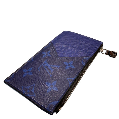 【中古】 LOUIS VUITTON ルイ・ヴィトン コインカード・ホルダー M30270 タイガ･レザー ブルー コインケース 23027841 RD