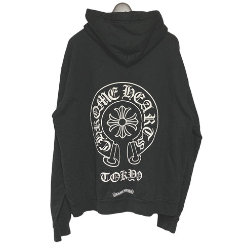 【中古】 CHROME HEARTS クロムハーツ 東京限定 プルオーバー パーカー L  ブラック ホースシュー バックプリント フーディ TOKYO スウェット スウェット トレーナー 23027964 RS