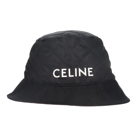 【中古】 CELINE セリーヌ バケットハット L 2AUB0930C ブラック オレンジ ロゴ ナイロン ツイル キルティング 帽子 23028382 RS