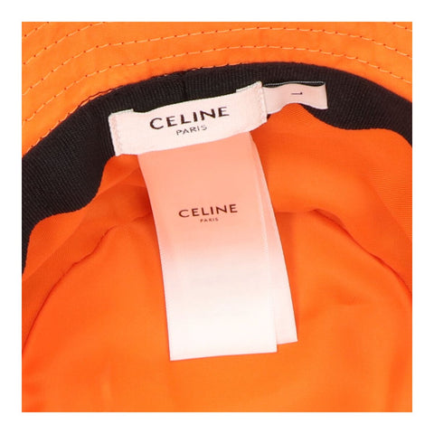 【中古】 CELINE セリーヌ バケットハット L 2AUB0930C ブラック オレンジ ロゴ ナイロン ツイル キルティング 帽子 23028382 RS