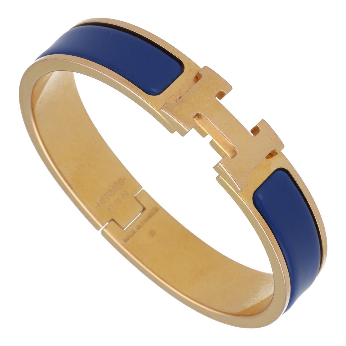 【中古】 HERMES エルメス クリッククラック PM ブルー ゴールド バングル ブレスレット  23028579 RS