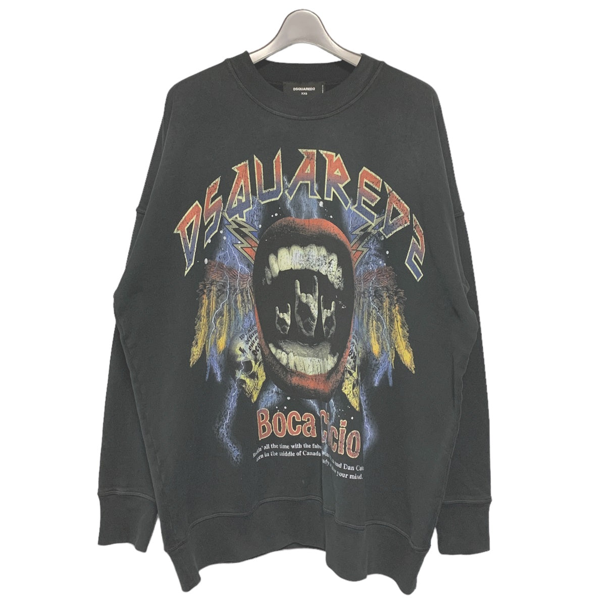 【中古】 DSQUARED２ ディースクエアード  ヴィンテージ加工 スウェット トレーナー XXS S75GU0387 ブラック 黒 トップス 長袖 フリース 23028834 RS