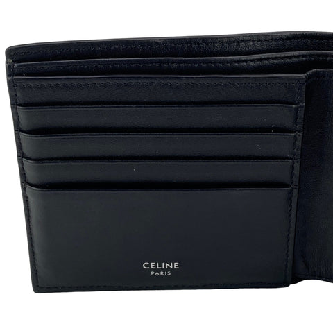 【中古】 CELINE セリーヌ バイフォールド ウォレット 黒 メンズ ２つ折り財布 23029388 AS