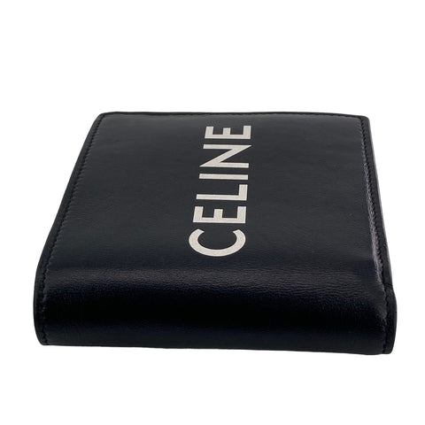 【中古】 CELINE セリーヌ バイフォールド ウォレット 黒 メンズ ２つ折り財布 23029388 AS