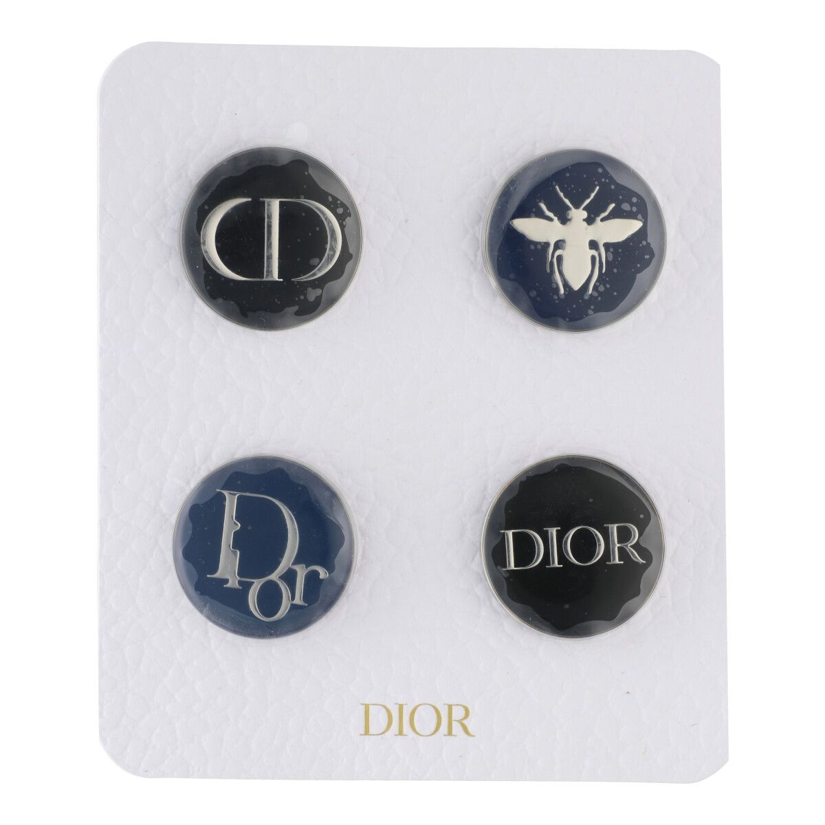 【中古】Christian Dior クリスチャン・ディオール 新品未使用箱付き Bee ロゴ ピンバッジ 4個セット ブローチ 23030251 MK