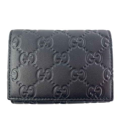 【中古】 GUCCI グッチ 120965 GG柄 グッチシマ 名刺入れ カードケース ブラック 23030292 MK