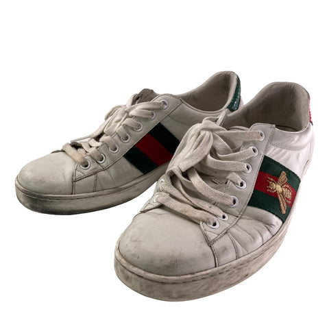 【中古】 GUCCI グッチ エンブロイダリー ローカット スニーカー シェリーライン メンズ  7サイズ 429446  白  23030323 AS