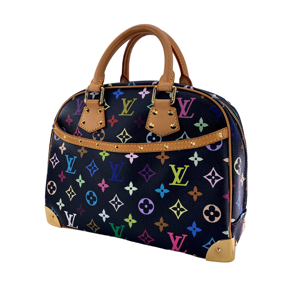 【中古】 LOUIS VUITTON ルイ・ヴィトン トゥルーヴィル ハンドバッグ  M92662 モノグラム マルチカラー ノワール スタッズ ヴィンテージ 23031607 AO