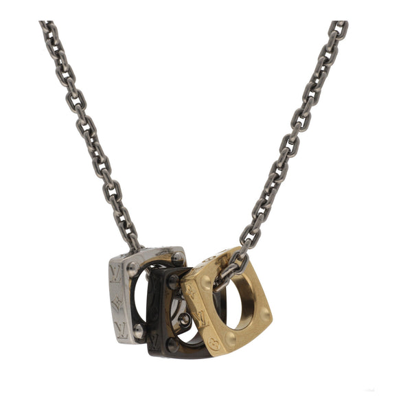 Louis Vuitton M00675 Monogram Bold Necklace, Silver, One Size