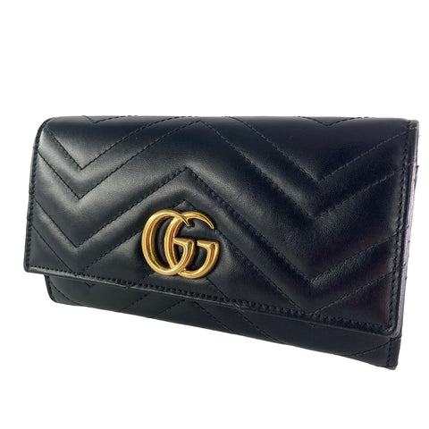 【中古】 GUCCI グッチ  GGマーモント ロングウォレット 長財布 黒 メンズ 23032267 AS