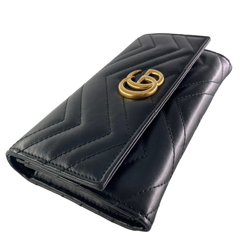 【中古】 GUCCI グッチ  GGマーモント ロングウォレット 長財布 黒 メンズ 23032267 AS