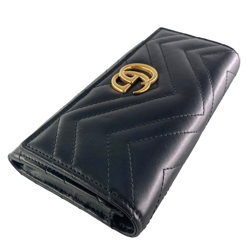 【中古】 GUCCI グッチ  GGマーモント ロングウォレット 長財布 黒 メンズ 23032267 AS