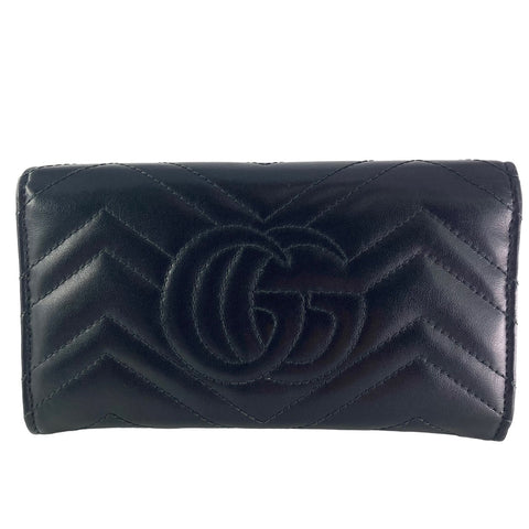 【中古】 GUCCI グッチ  GGマーモント ロングウォレット 長財布 黒 メンズ 23032267 AS