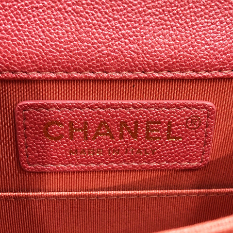 【中古】 CHANEL シャネル  ボーイシャネル キャンビア チェーンショルダー  ピンク GP金具 ショルダーバッグ AS0130 レディース 23032399 HO